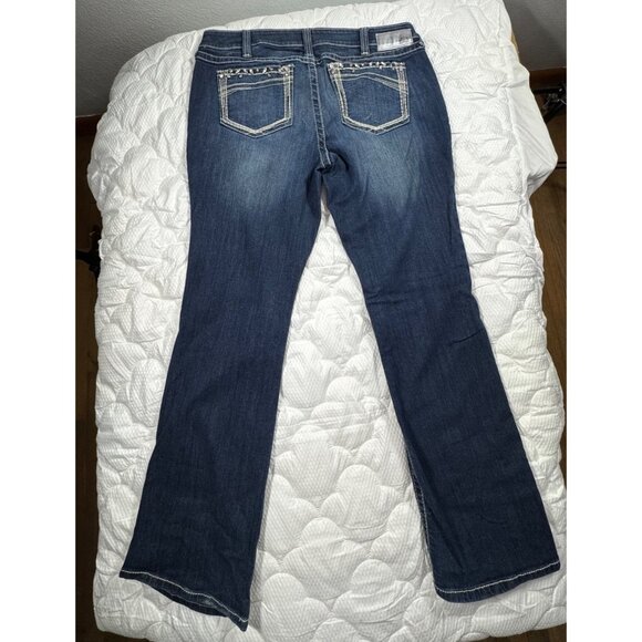 Ariat Womens Ruby Denim Jeans 34R US 18 Bootcut Mid-Rise Western Style Cotton Bl - Picture 14 of 16
